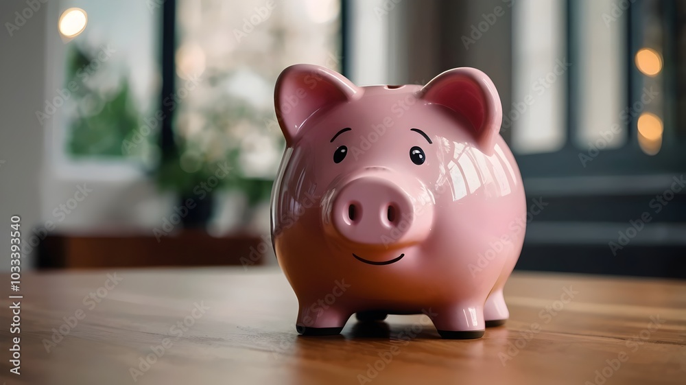 Saving for the Future: A Piggy Bank and Stacks of Gold Coins