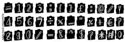 Wallpaper Mural 0-9 number and character Collection of Symbolic ,The letters or symbols  are black background  and blank in fonts Torontodigital.ca