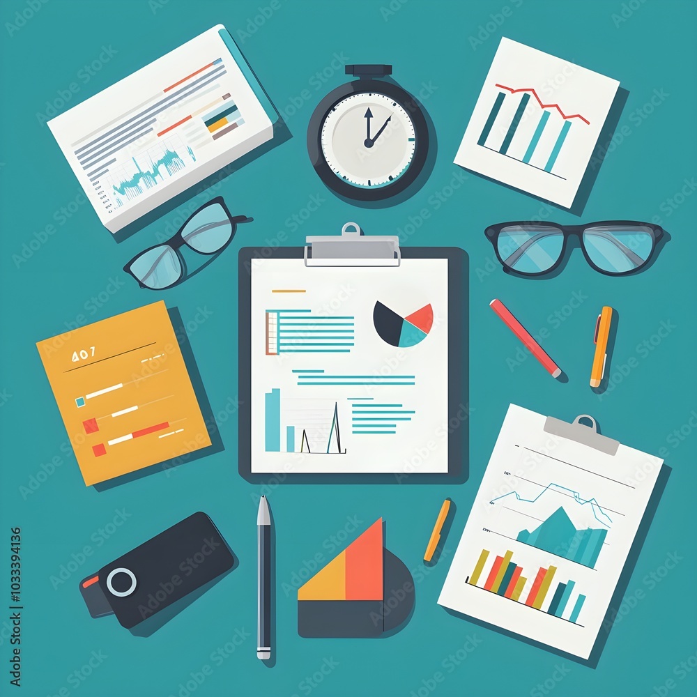 4. Financial success flat design top view annual performance review theme animation vivid 4. Financial success flat design top view annual performance review theme animation vivid
