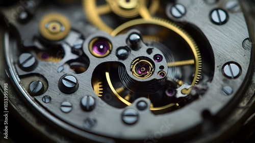 Wallpaper Mural Intricate dismantled mechanical watch with detailed gears and springs on dark background, symbolizing precision and complexity in teardown analysis. Torontodigital.ca