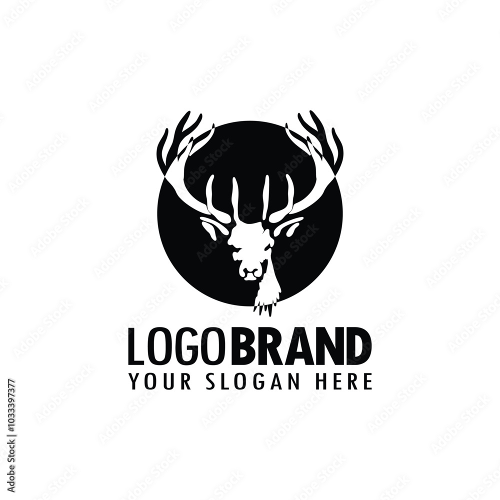 deer head logo silhouette illustration. vector deer head logo silhouette illustration. vector