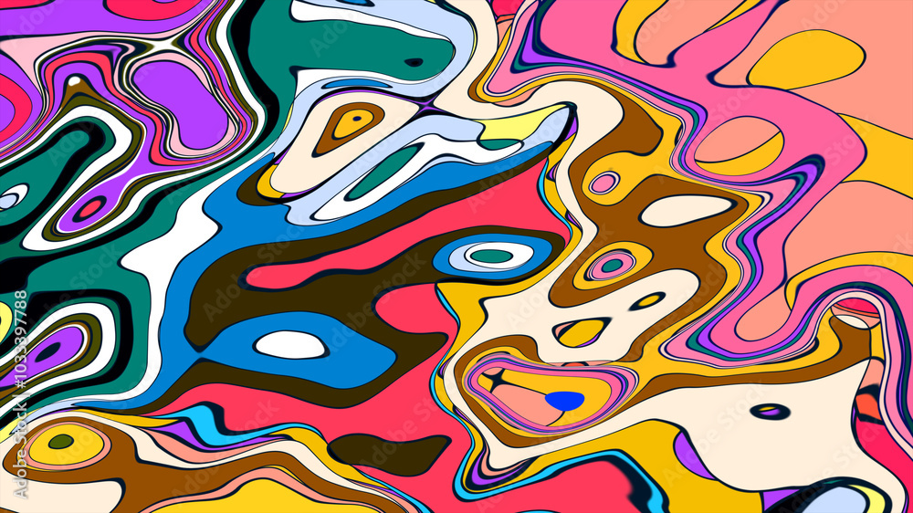 Vibrant Colorful Abstract Fluid Psychedelic Background with Bubble Waves for summer music Vibrant Colorful Abstract Fluid Psychedelic Background with Bubble Waves for summer music