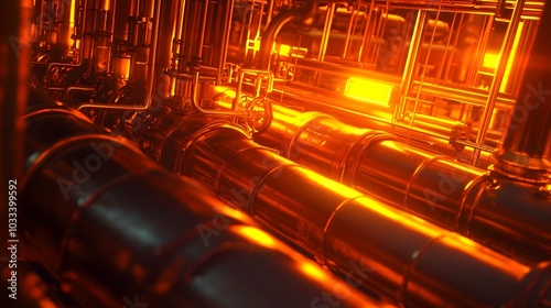 Glowing Industrial Pipes an...