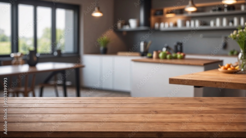 wooden dining table for product presentation in a kitchen or restaurant with chairs and tables wooden dining table for product presentation in a kitchen or restaurant with chairs and tables