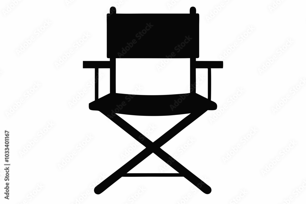 Director Chair Silhouette Vector, patio chair icon, Folding chair silhouette

