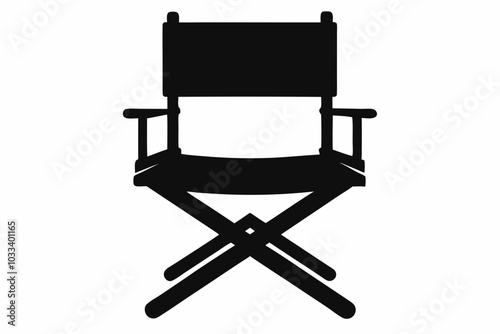 Director Chair Silhouette Vector, patio chair icon, Folding chair silhouette

