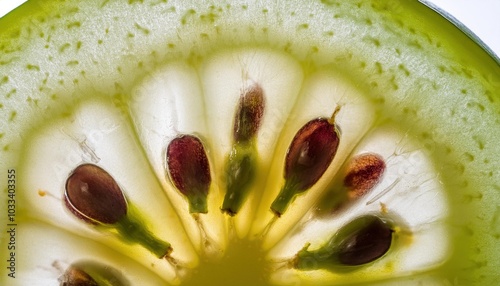 Macro Close-Up of Grape Seeds Inside a Slice. Detailed Cross Section Showcasing Seed Texture and Patterns, Ideal for Nature, Biology, Health, or Food Science Concepts