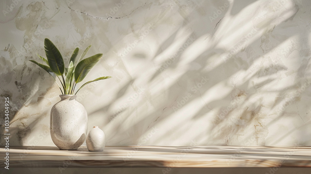 Minimalist table mockup with natural light and organic decor ambiance zen Minimalist table mockup with natural light and organic decor ambiance zen