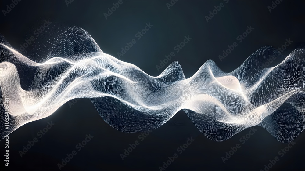 Abstract Wavy Pattern of White Particles on a Black Background