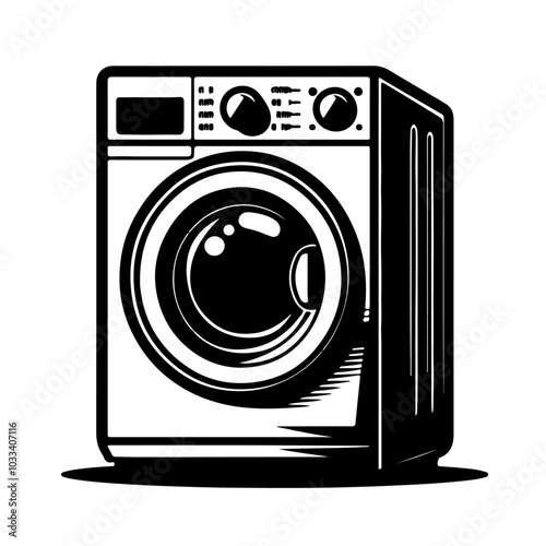 Black and White Silhouettes background Washing Machine graphic design