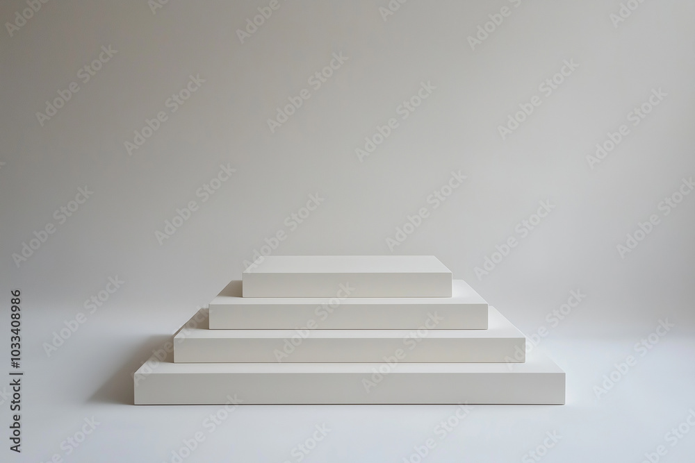 Minimalist White Podium for Product Display on White Background Minimalist White Podium for Product Display on White Background