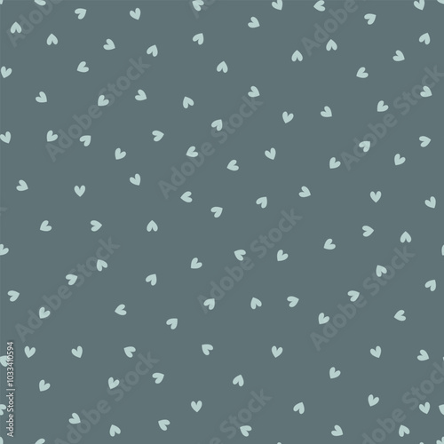 Seamless pattern with hearts on green background. Vector illustration