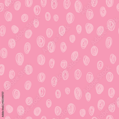 Seamless pattern with hand drawn pink dots, vector illustration. 