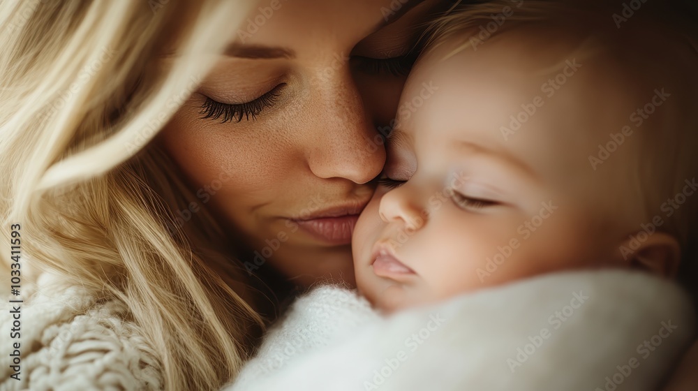 A mother lovingly holds her sleeping baby close, capturing an intimate and tender moment filled with care, peace, and the enduring bond between parent and child. A mother lovingly holds her sleeping baby close, capturing an intimate and tender moment filled with care, peace, and the enduring bond between parent and child.