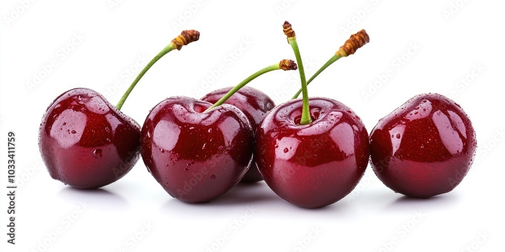 Several sweet cherries on a white background. Several sweet cherries on a white background.
