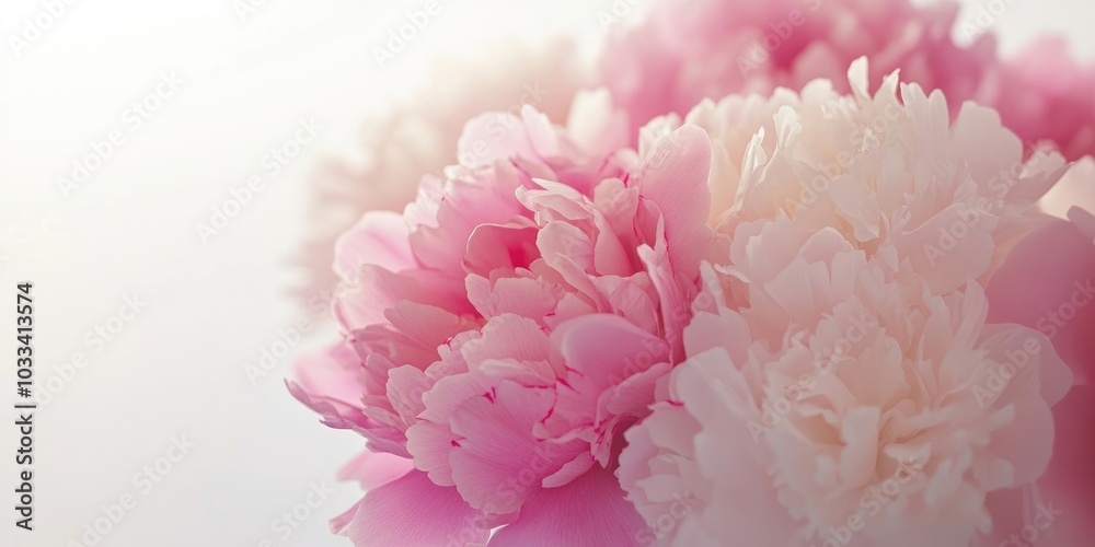 Peonies on a white background with selective focus. Peonies on a white background with selective focus.