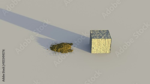 a sandman silhouette jumping from a rock. 3d animation of a sandman crashing to the ground. a jumping sandman silhouette.