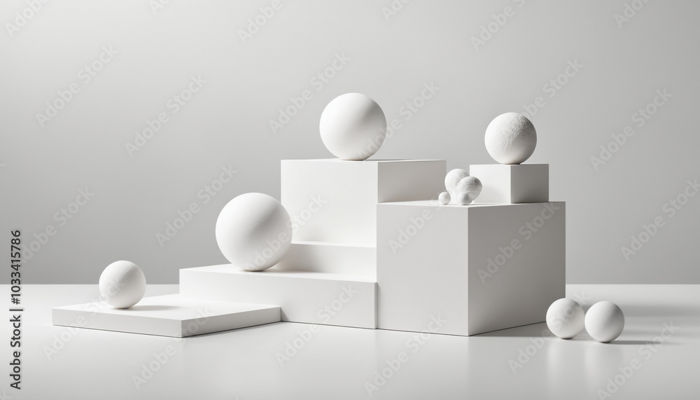 Minimalist White Geometric Product Presentation Scene. Minimalist White Geometric Product Presentation Scene.