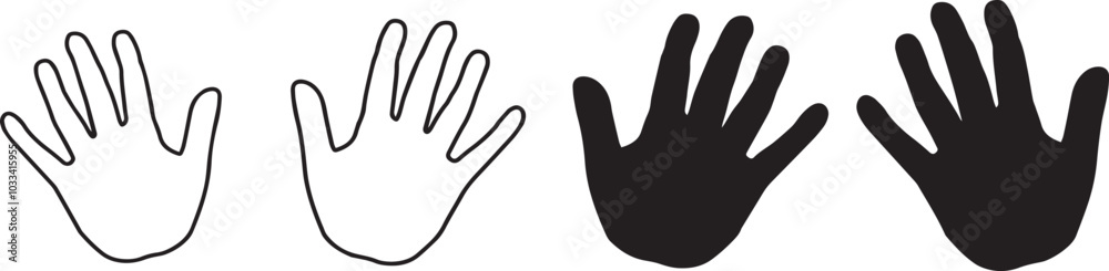Obraz premium Print Vector silhouette of a human hand, palm. Drawn in black on a white background.