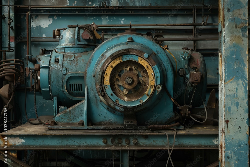 Old rusty industrial machine sits abandoned in an old factory Old rusty industrial machine sits abandoned in an old factory