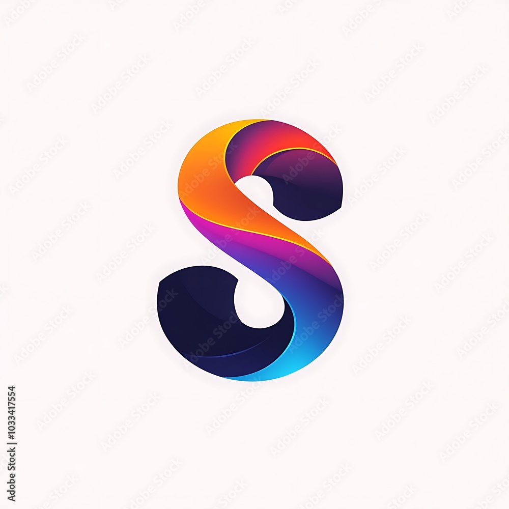 Radiant letter S design featuring vibrant colors on dark canvas Radiant letter S design featuring vibrant colors on dark canvas