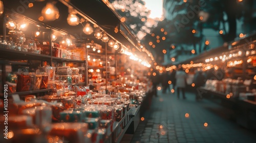 Festive Black Friday Shopping at a Cozy Local Market with Cheerful Vendors and Holiday-Themed Goods, Cinematic Light