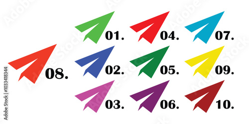 Free Download Abstract number bullet point design, Rocket shape number bullet point vector set. Multicolour bullet point setvector set. - GFXLoad