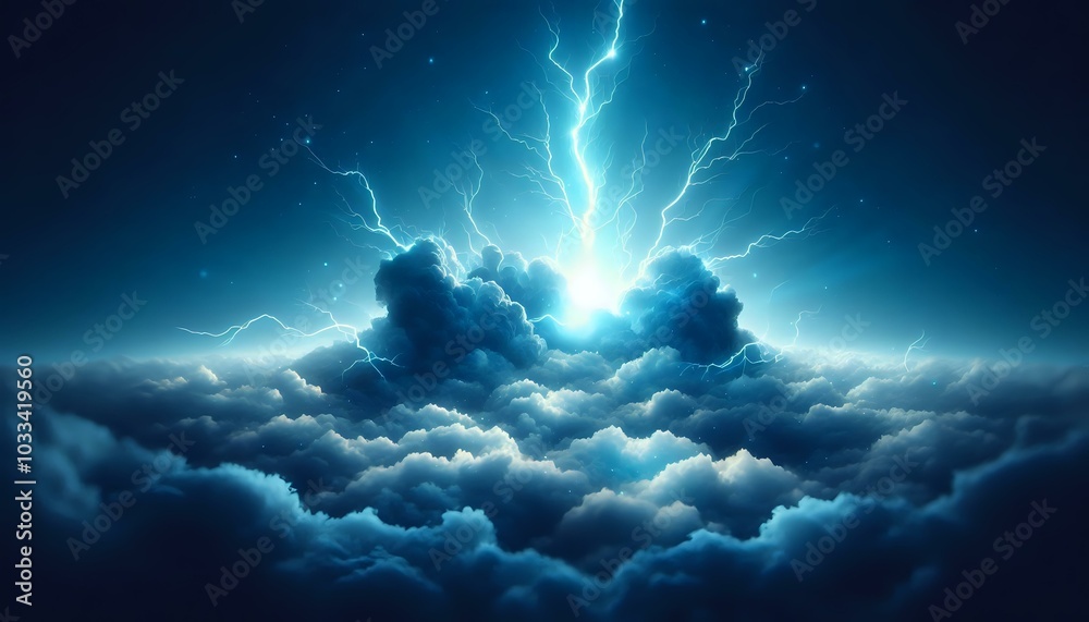 Fototapeta premium Electrifying Storm: A Symphony of Lightning and Clouds