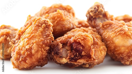 Fry chicken isolated in white background. 