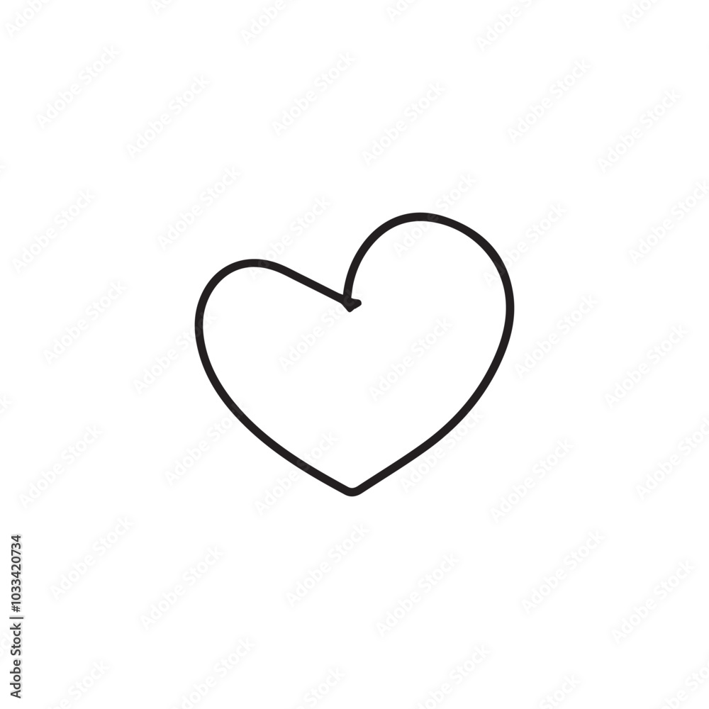 black outline handrawn hear or love icon isolated on white background
