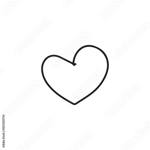 black outline handrawn hear or love icon isolated on white background