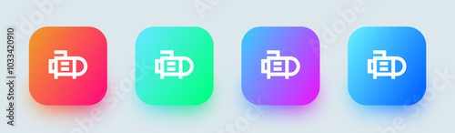 Pump line icon in square gradient colors. Motor signs vector illustration.