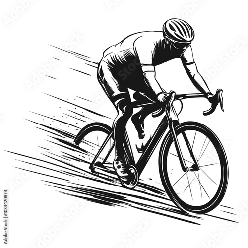 Vector Illustration of a Racing Cyclist Silhouette