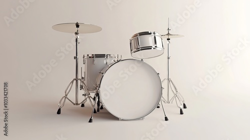 Pedal-equipped realistic drum on a white background. Drum machine concept rendered in three dimensions.