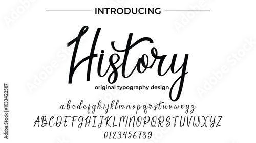 History Font Stylish brush painted an uppercase vector letters, alphabet, typeface