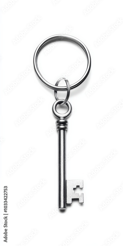 Key Ring Design. Blank Metal Keyring with Label on White Background Key Ring Design. Blank Metal Keyring with Label on White Background