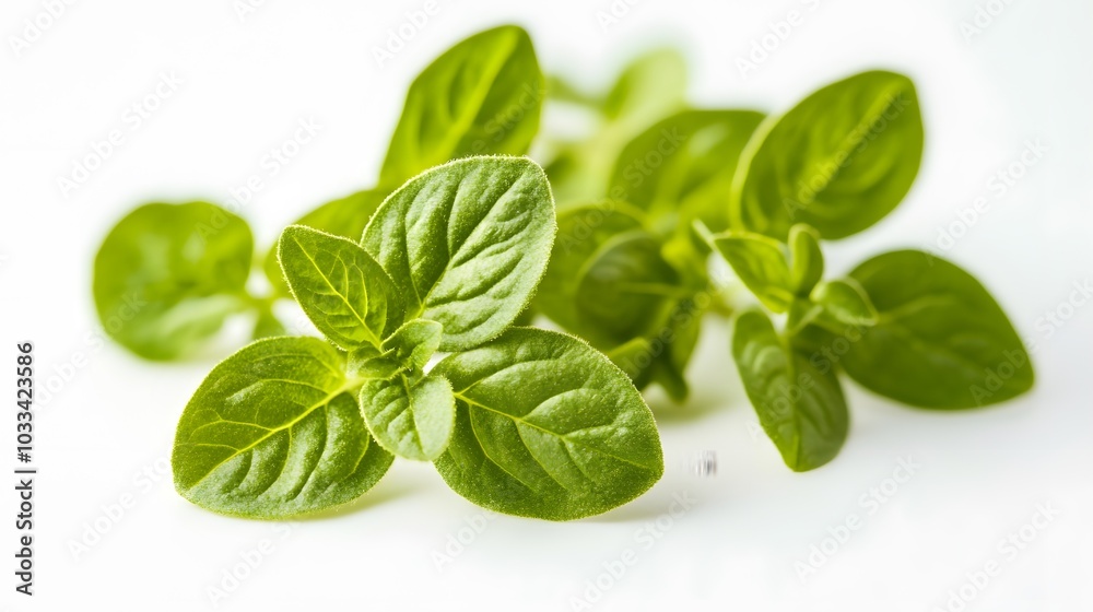 Oregano or marjoram leaves isolated on white background. Oregano or marjoram leaves isolated on white background.