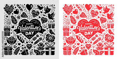happy valentine's day hearts illustration design