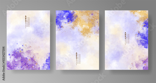 Set of bright colorful vector watercolor background. Design for your date, postcard, banner, logo. 