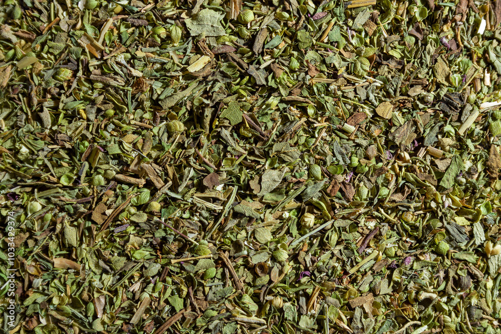 Dry Aromatic Herbs and Flavorful Spices Mix: A Culinary Canvas of Aroma Herb Seasoning. Textured Background for Gourmet Cooking. The Harmonious Combination of Dried Herbs and Spices - Top View Dry Aromatic Herbs and Flavorful Spices Mix: A Culinary Canvas of Aroma Herb Seasoning. Textured Background for Gourmet Cooking. The Harmonious Combination of Dried Herbs and Spices - Top View
