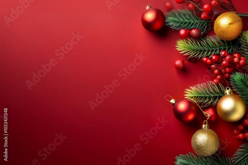 Obraz na płótnie Weihnachtsdeko vor rotem Hintergrund w salonie
