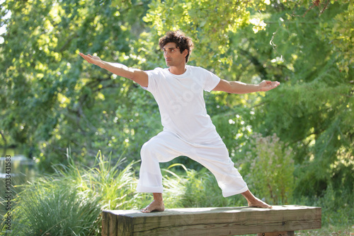 Canvas-taulu man in balanced tai chi stance