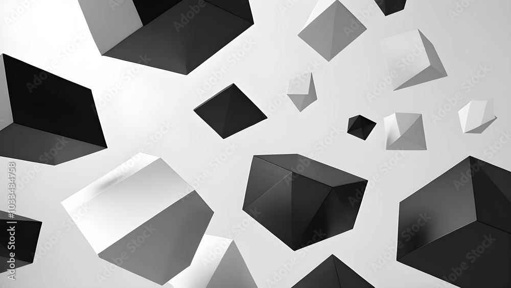 Abstract 3d rendering of black and white geometric shapes. Futuristic background. Abstract 3d rendering of black and white geometric shapes. Futuristic background.