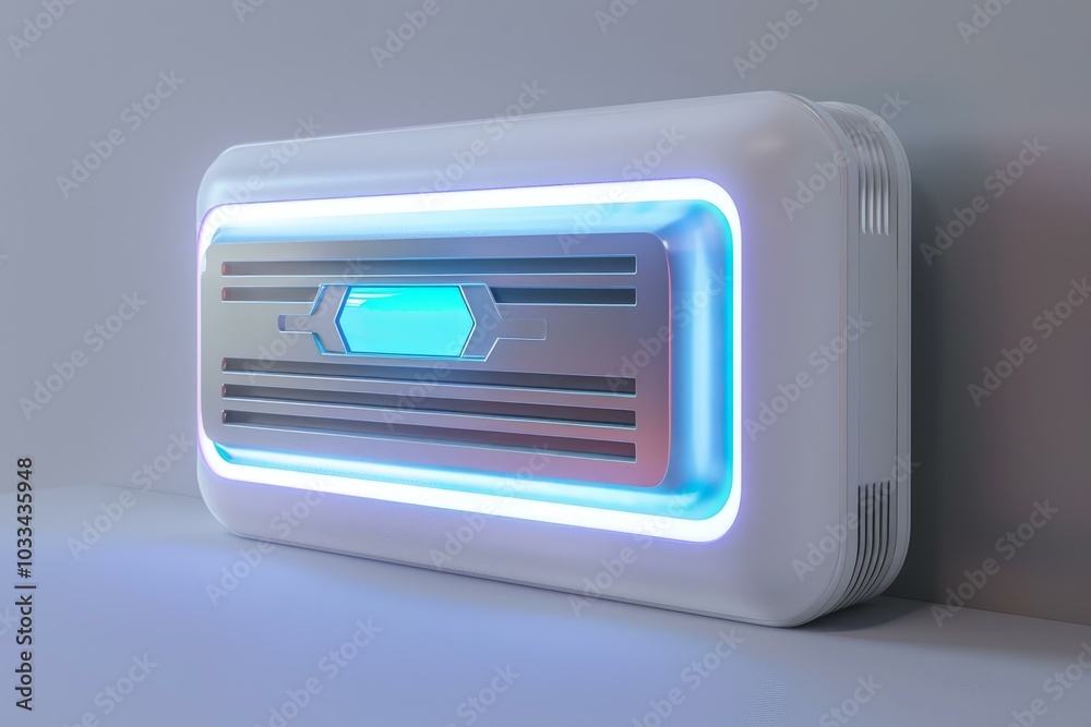 Obraz premium Futuristic device glowing with blue light, showcasing advanced technology and innovation