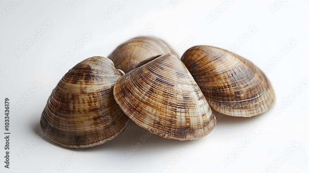 Asari clams on a white background. Asari clams on a white background.
