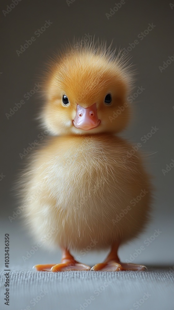 A cute, fluffy duckling standing and looking at the viewer. A cute, fluffy duckling standing and looking at the viewer.