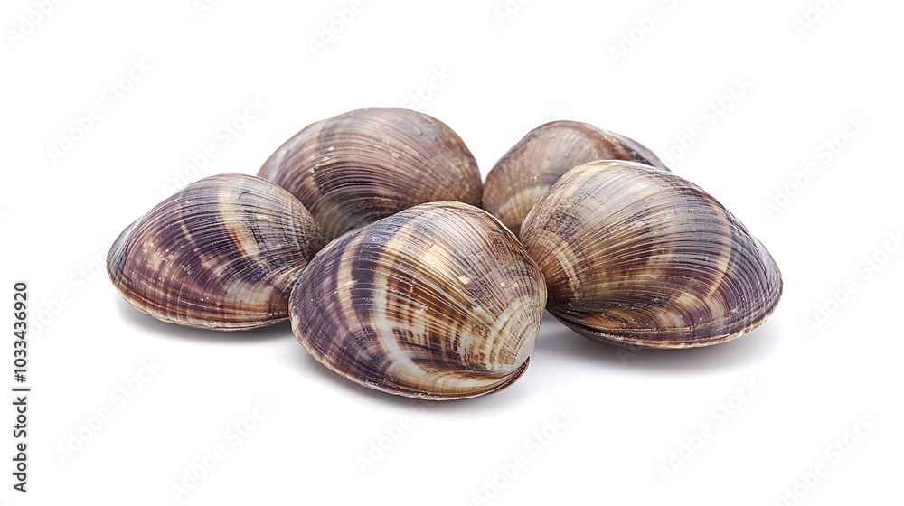 Asari clams on a white background. Asari clams on a white background.