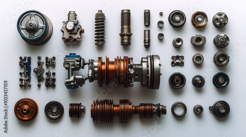 Arrangement of mechanical components for engineering or automotive use.