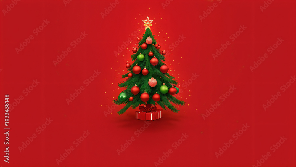 christmas tree on red background christmas tree on red background