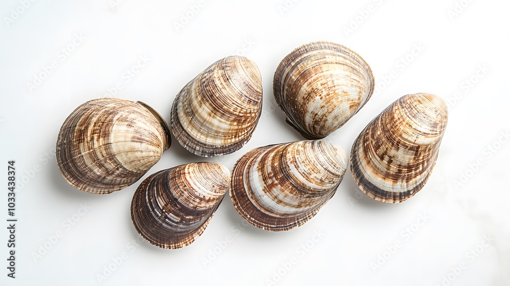Asari clams on a white background. Asari clams on a white background.